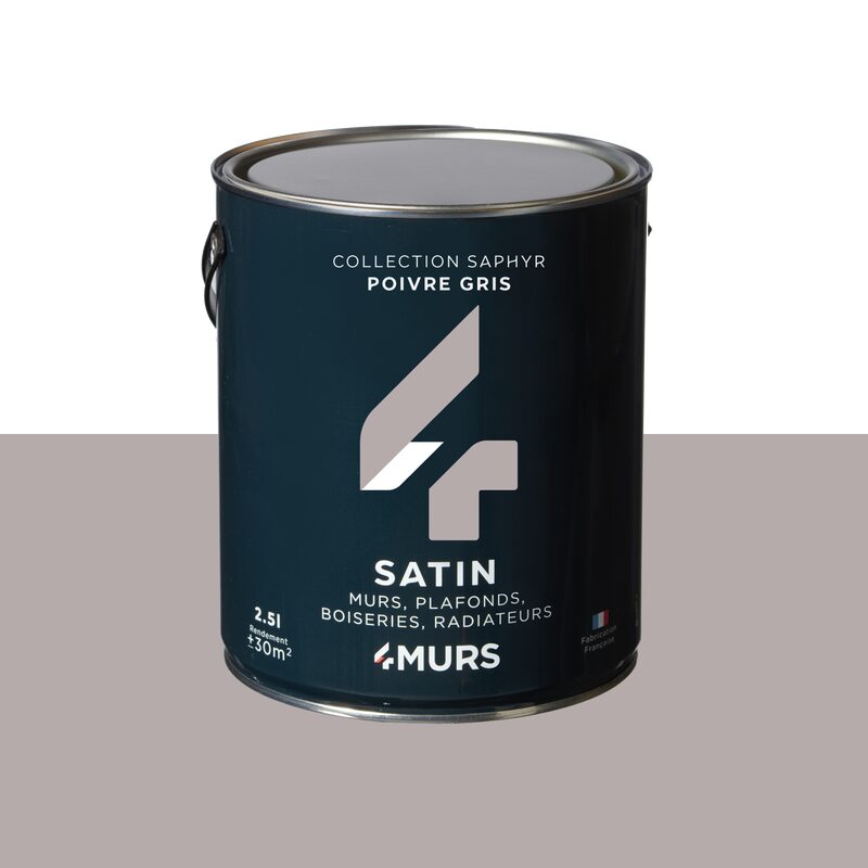 Peinture Multi-supports SAPHYR Alkyde poivre gris Satiné 2,5 L