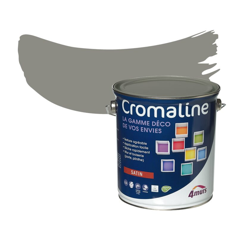 Peinture Multi-supports CROMALINE Acrylique taupe Satiné 2,5 L