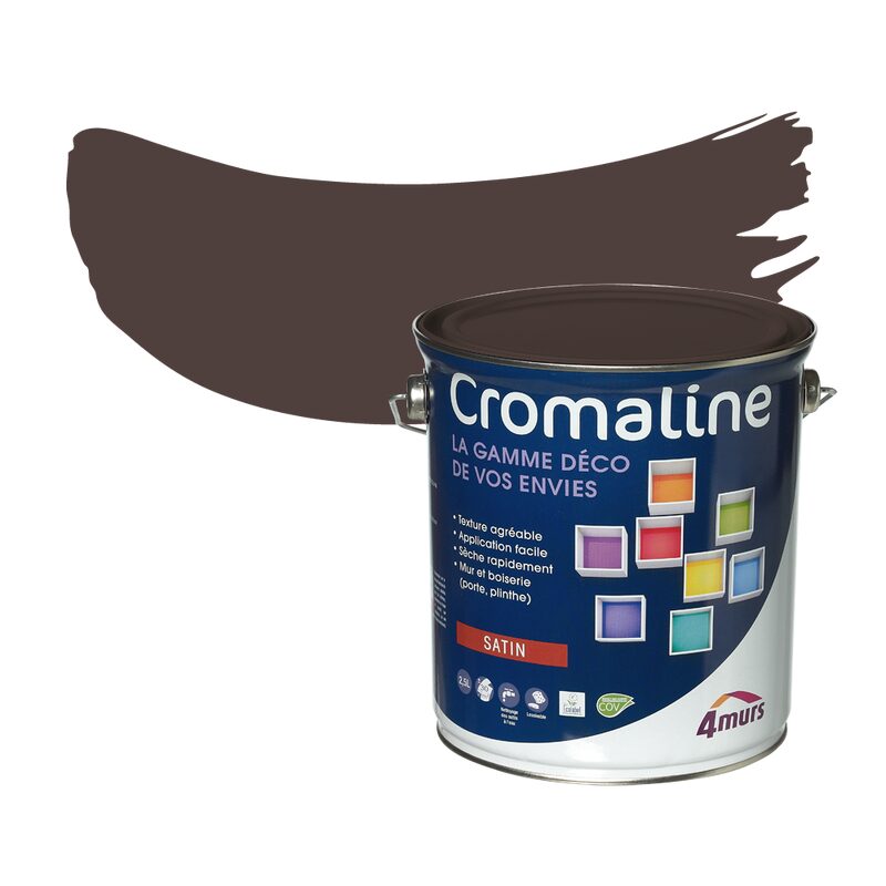 Peinture Multi-supports CROMALINE Acrylique wengé Satiné 2,5 L