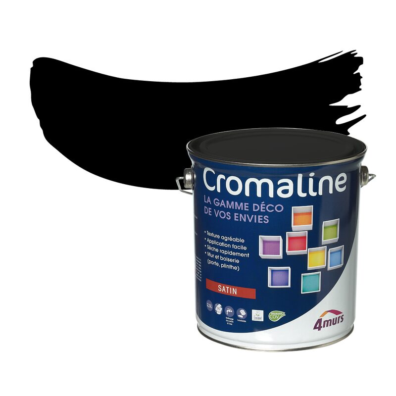 Peinture Multi-supports CROMALINE Acrylique noir Satiné 2,5 L