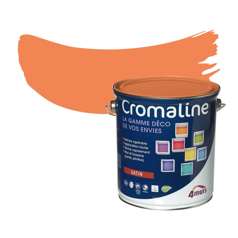 Peinture Multi-supports CROMALINE Acrylique mandarine Satiné 2,5 L
