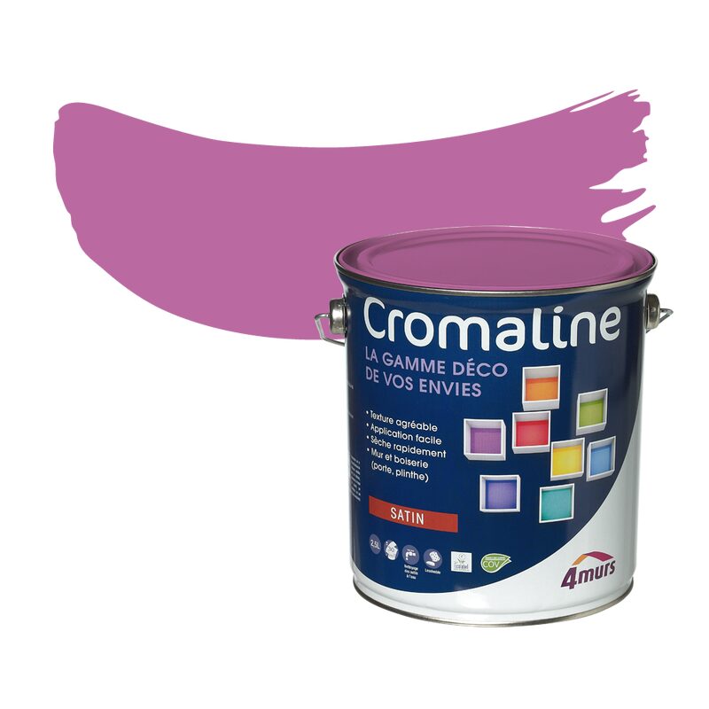 Peinture Multi-supports CROMALINE Acrylique fuchsia Satiné 2,5 L