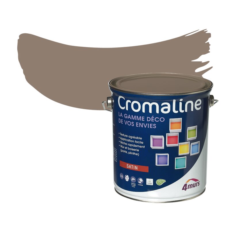 Peinture Multi-supports CROMALINE Acrylique chocolat Satiné 2,5 L
