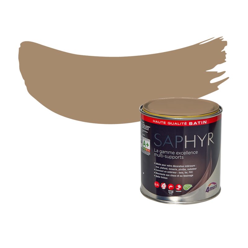 Peinture Finition SAPHYR Alkyde praline Satiné 0,5 L