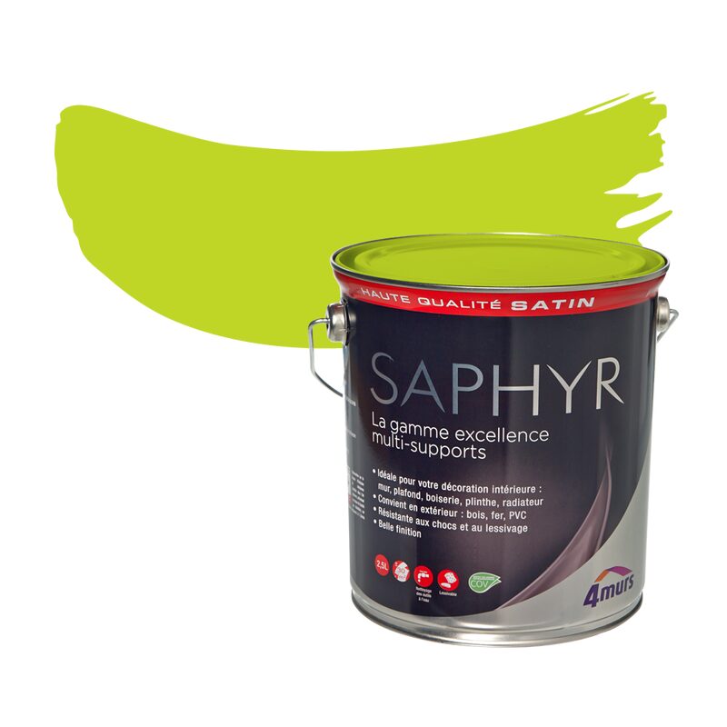 Peinture Multi-supports SAPHYR Alkyde carambole Satiné 2,5 L