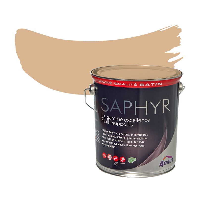 Peinture Multi-supports SAPHYR Alkyde cassonade Satiné 2,5 L