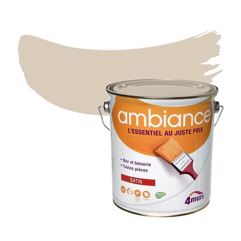 Peinture Multi-supports AMBIANCE Acrylique aube Satiné 2,5 L