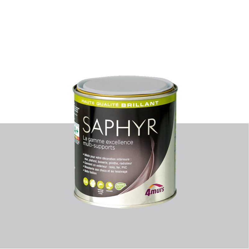 Peinture Finition SAPHYR Alkyde gris galet Brillant 0,5 L