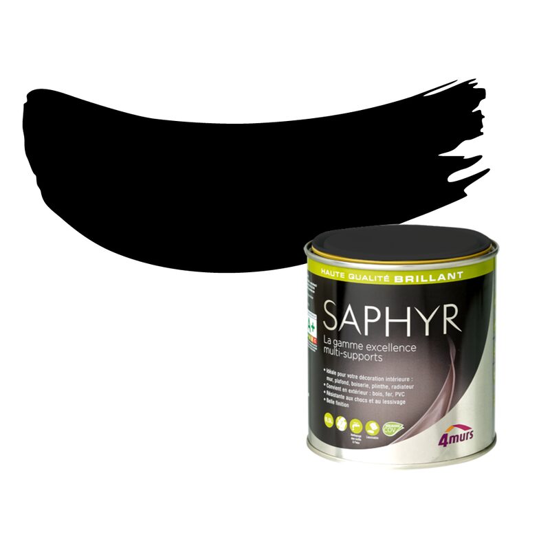 Peinture Finition SAPHYR Alkyde noir pur Brillant 0,5 L