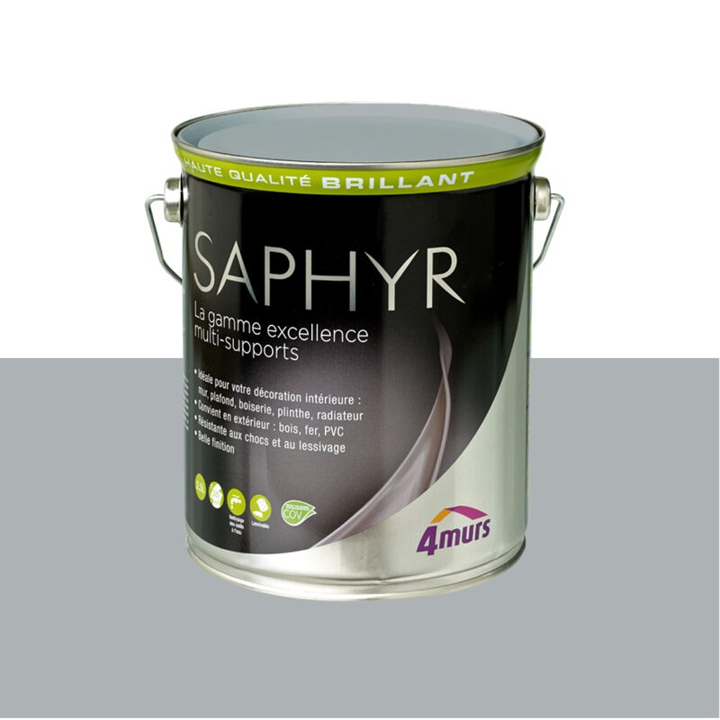 Peinture Multi-supports SAPHYR Alkyde gris manet Brillant 2,5 L
