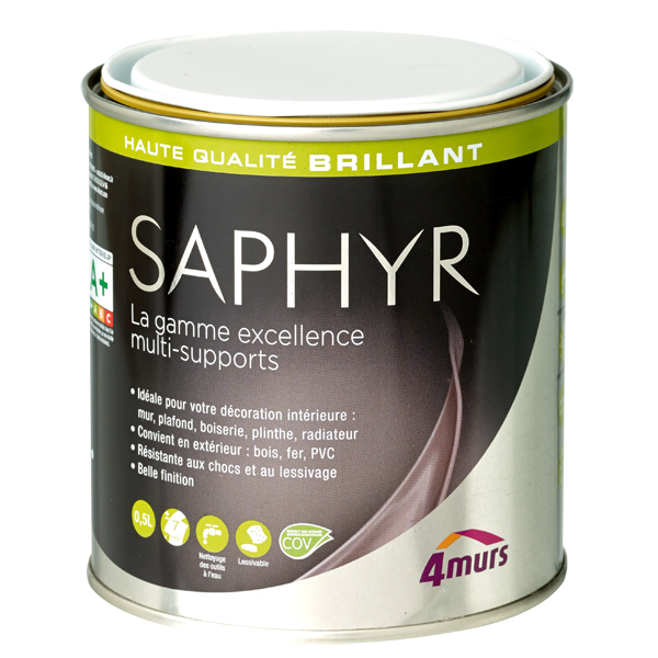 Peinture Finition SAPHYR Alkyde blanc pur Brillant 0,5 L