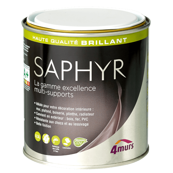 Peinture Finition SAPHYR Alkyde blanc pur Brillant 0,5 L
