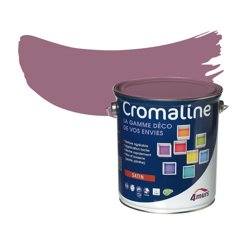 Peinture Multi-supports CROMALINE Acrylique cassis Satiné 2,5 L