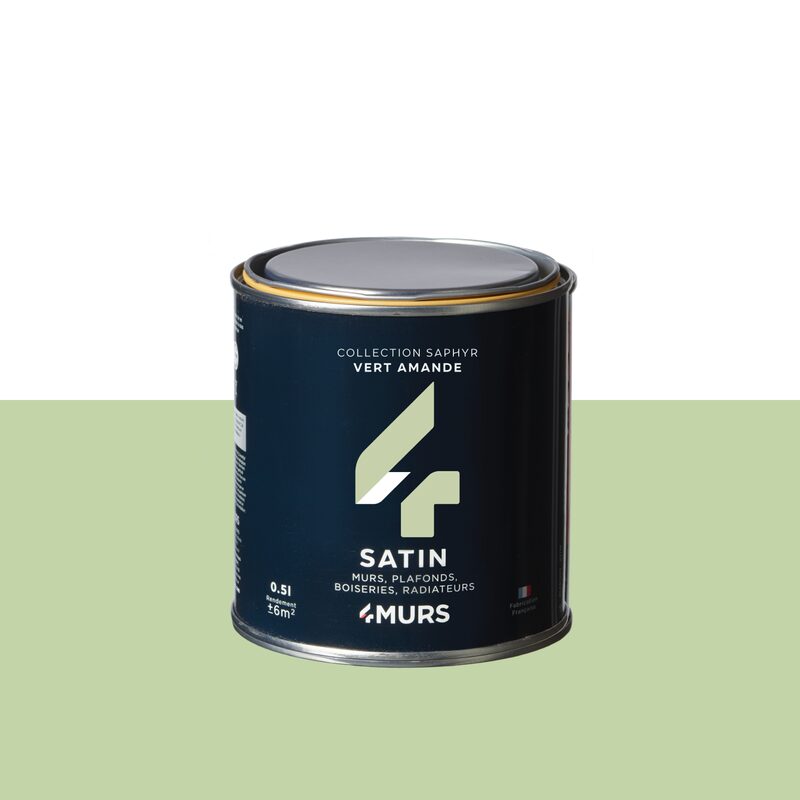 Peinture Finition SAPHYR Alkyde vert amande Satiné 0,5 L