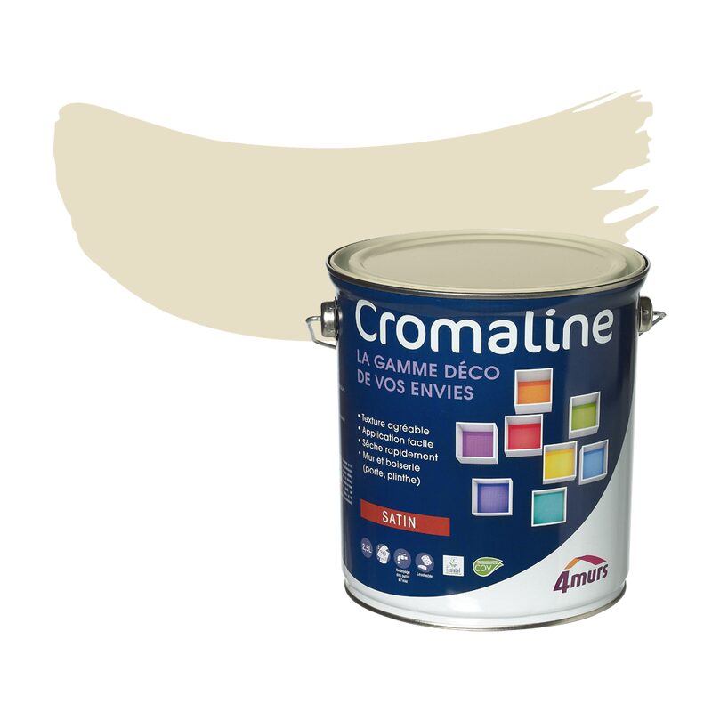 Peinture Multi-supports CROMALINE Acrylique crème vanille Satiné 2,5 L