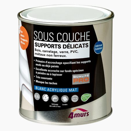 4MURS Peinture SOUS COUCHE SUPPORTS DÉLICATS blanc Mat 0,5 L