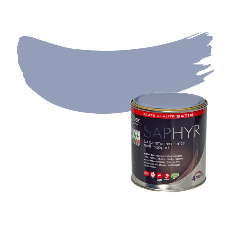 Peinture Finition SAPHYR Alkyde bleu fjord Satiné 0,5 L