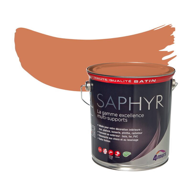 Peinture Multi-supports SAPHYR Alkyde orange amère Satiné 2,5 L