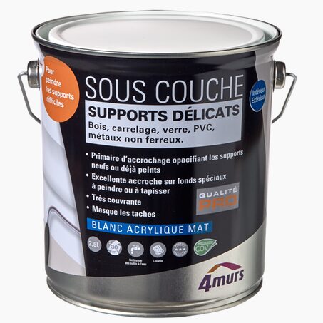 4MURS Peinture SOUS COUCHE SUPPORTS DÉLICATS blanc Mat 2,5 L