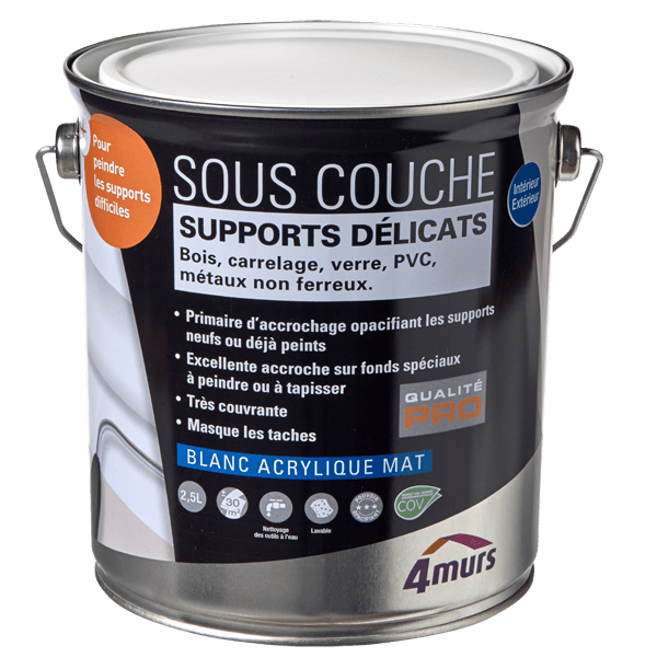 Peinture SOUS COUCHE SUPPORTS DÉLICATS Acrylique blanc Mat 2,5 L