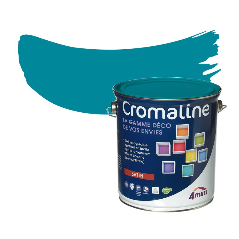 Peinture Multi-supports CROMALINE Acrylique bleu pétrole Satiné 2,5 L
