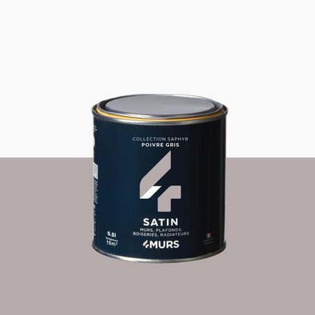 Peinture Finition SAPHYR Alkyde poivre gris Satiné 0,5 L