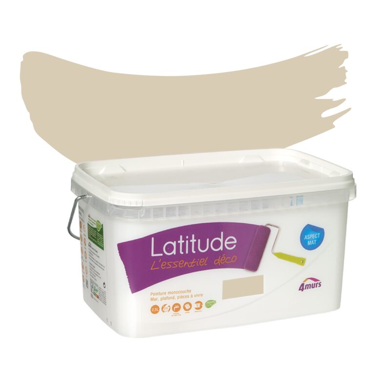 Peinture Murale LATITUDE Acrylique café crème Mat 2,5 L