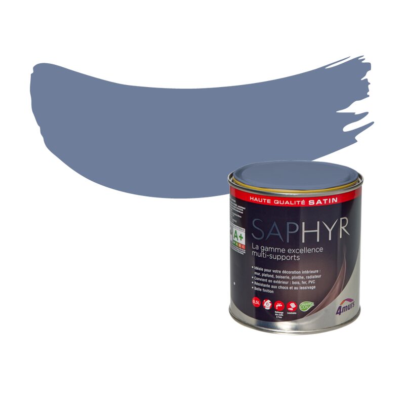 Peinture Finition SAPHYR Alkyde bleu givré Satiné 0,5 L