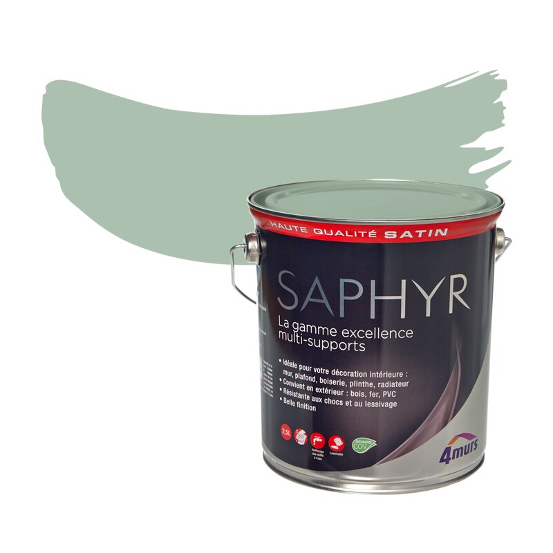 Peinture Multi-supports SAPHYR Alkyde vert bronze Satiné 2,5 L