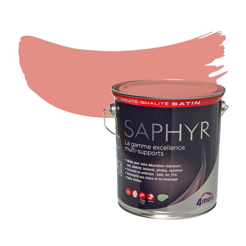 Peinture Multi-supports SAPHYR Alkyde corail Satiné 2,5 L