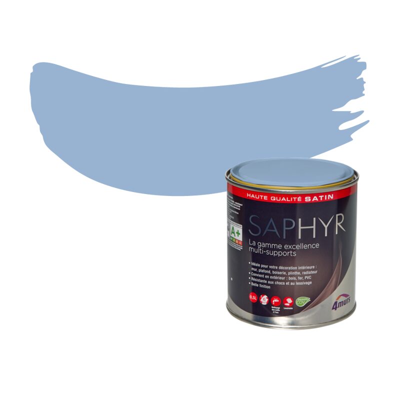 Peinture Finition SAPHYR Alkyde bleu aérien Satiné 0,5 L