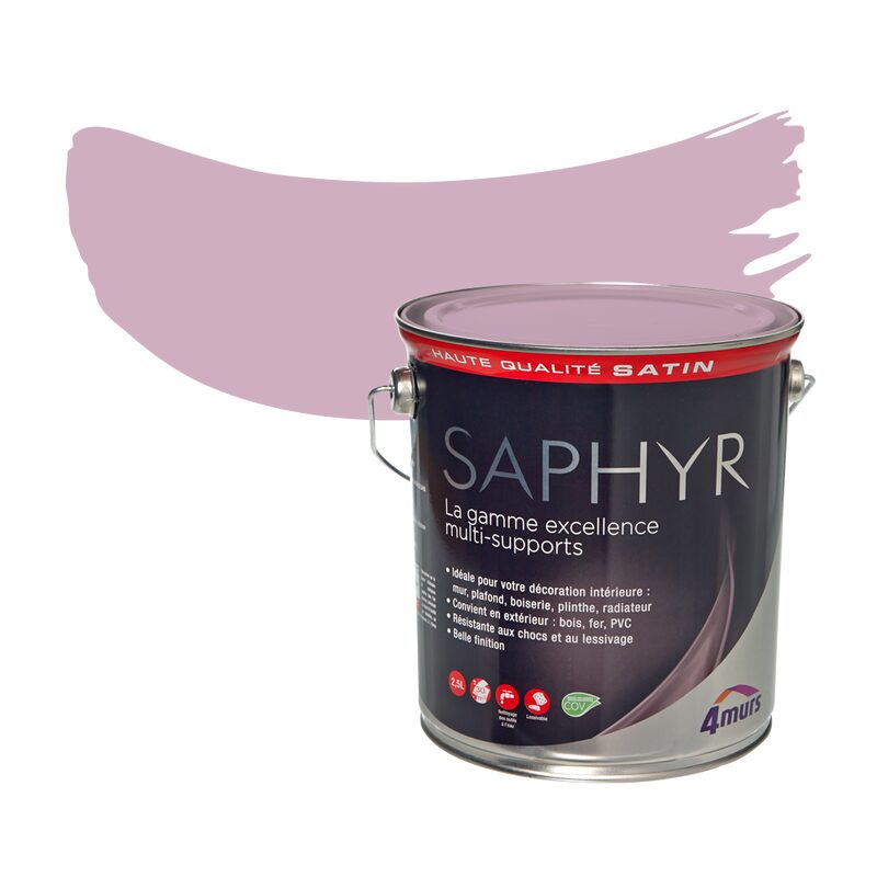 Peinture Multi-supports SAPHYR Alkyde parme Satiné 2,5 L