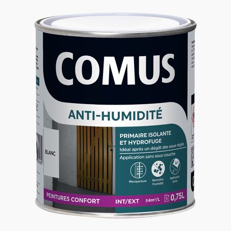 Comus Peinture ANTI HUMIDITE Glycéro blanc Mat 0,75 L