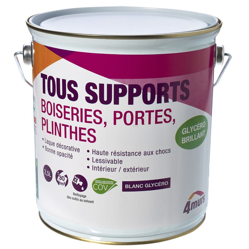 Peinture BOISERIES Glycéro blanc Brillant 2,5 L