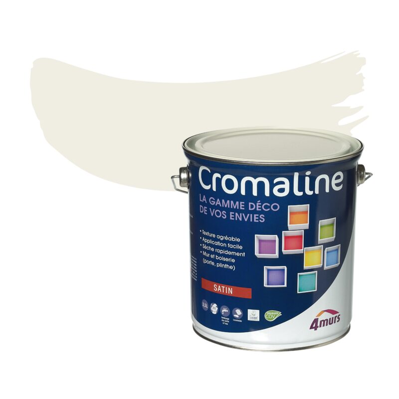 Peinture Multi-supports CROMALINE Acrylique blanc cassé Satiné 2,5 L
