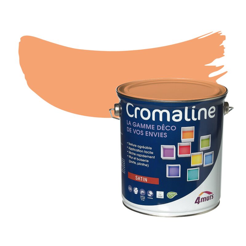 Peinture Multi-supports CROMALINE Acrylique papaye Satiné 2,5 L