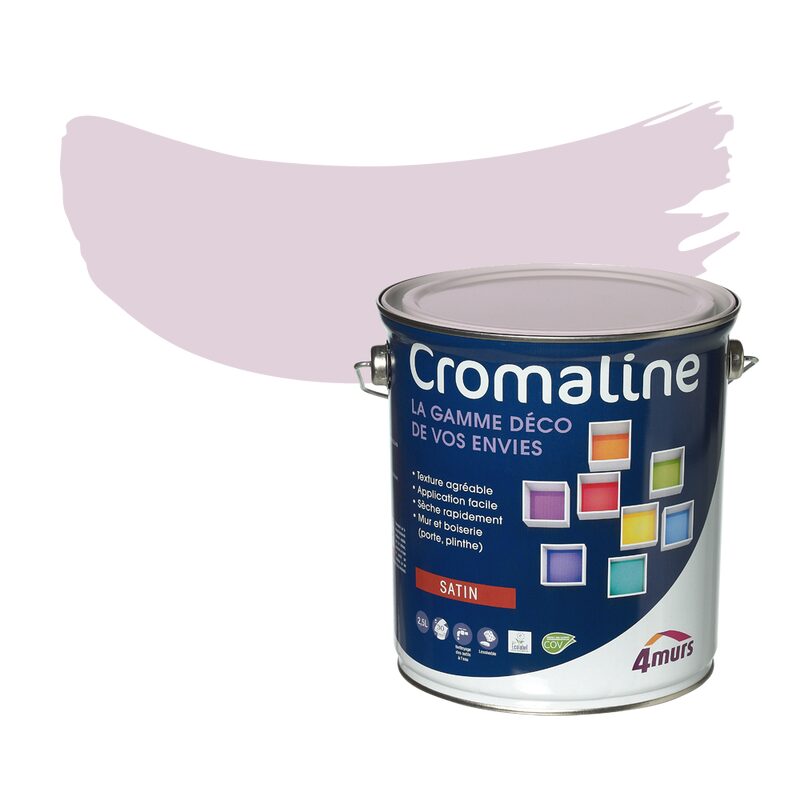 Peinture Multi-supports CROMALINE Acrylique lilas clair Satiné 2,5 L