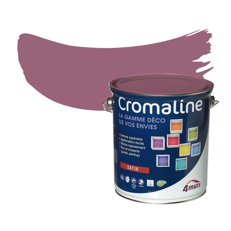 Peinture Multi-supports CROMALINE Acrylique pourpre Satiné 2,5 L