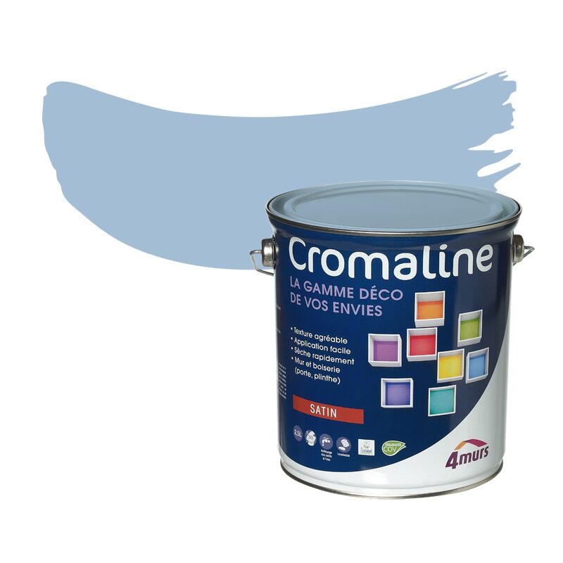 Peinture Multi-supports CROMALINE Acrylique bleu provence Satiné 2,5 L