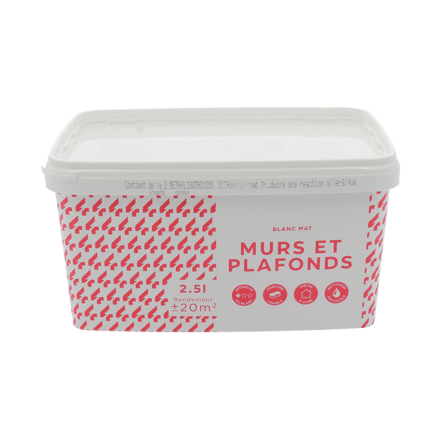 Peinture MURS ET PLAFONDS PRIX MALIN Acrylique blanc Mat 2,5 L