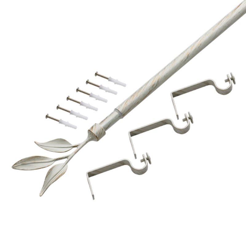 Kit barre à rideaux ELEGANCE coloris blanc  / doré diamètre barre 1,9 cm longueur extensible de 165,0 à 310 cm