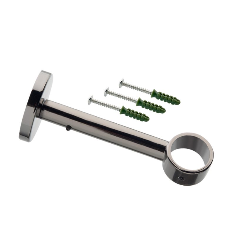 Support barre à rideau ZEN coloris noir miroir diamètre barre 2,8 cm longueur extensible de 10,8 à 16 cm