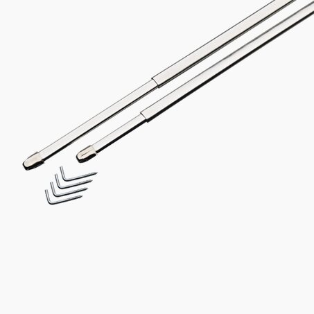 Kit barre à rideau vitrage VITRAGE PLAT argent de 40,0 à 60 cm