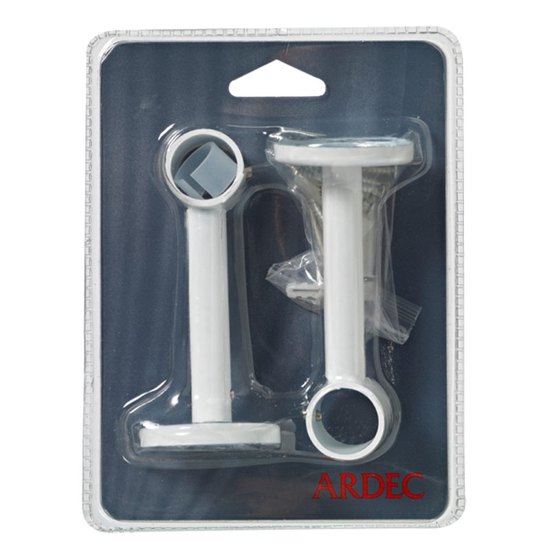 Support barre à rideau HOWLITE coloris blanc diamètre barre 1,9 cm longueur extensible de 9,0 à 14 cm