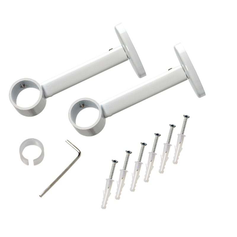 Support barre à rideau HOWLITE coloris blanc diamètre barre 1,9 cm longueur extensible de 9,0 à 14 cm
