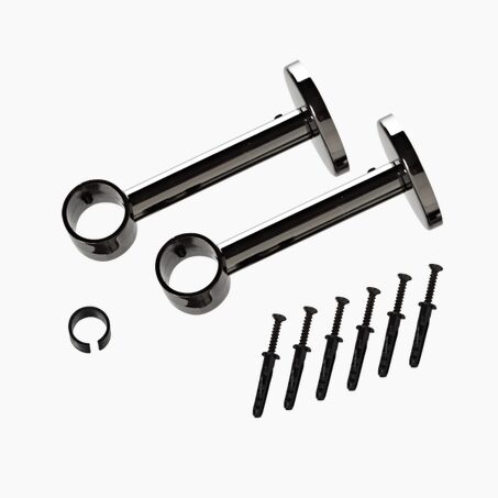 Support barre à rideau ONYX noir miroir 1,9 cm de 9,0 à 14 cm