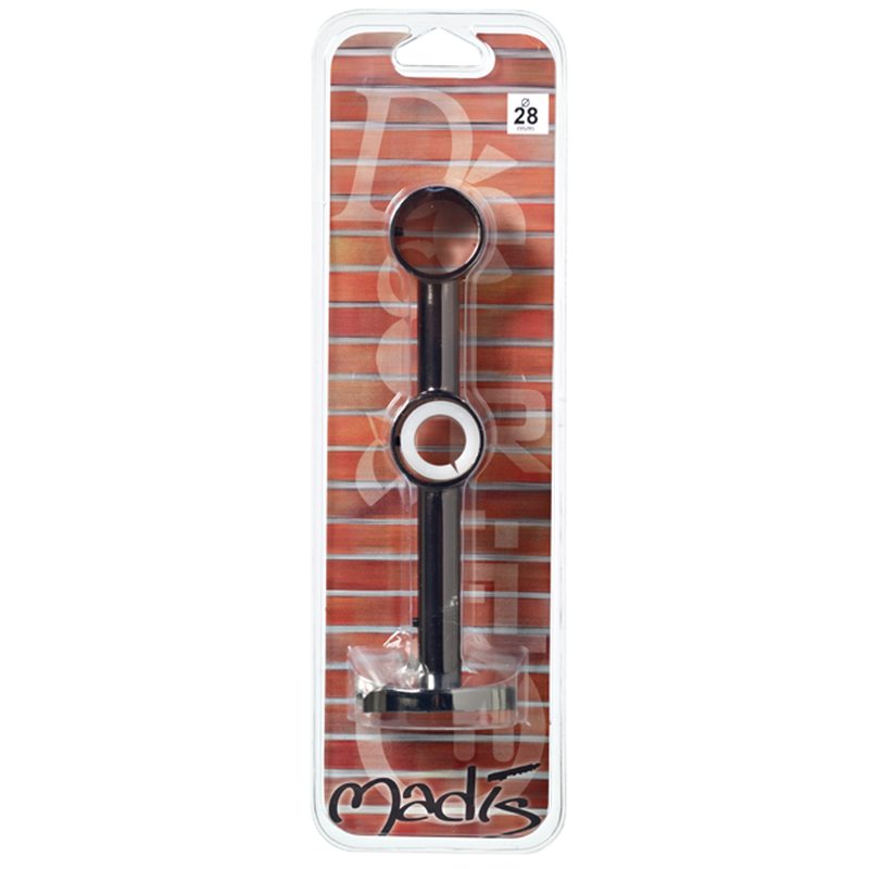 Support barre à rideau ZEN coloris noir miroir diamètre barre 2,8 cm longueur extensible de 10,0 à 17,5 cm