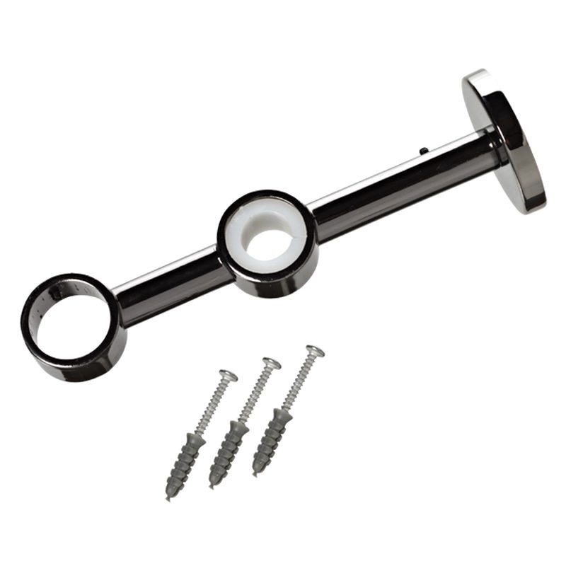Support barre à rideau ZEN coloris noir miroir diamètre barre 2,8 cm longueur extensible de 10,0 à 17,5 cm