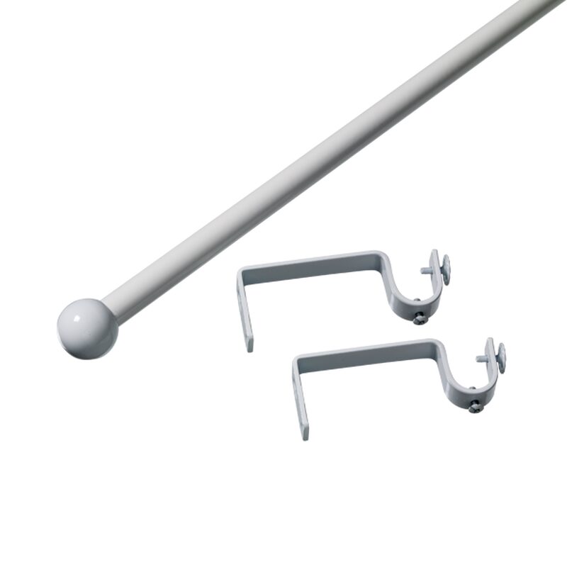 Kit barre à rideaux RONDINA coloris blanc diamètre barre 1,6 cm longueur 180 cm