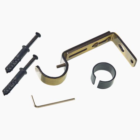 Support barre à rideau TOMBAC laiton vieilli 2,8 cm de 9,5 à 13 cm